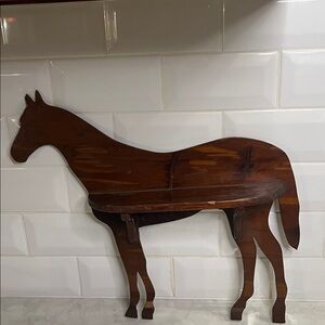 Vintage Handmade Folk Art Scroll horse shelf 1960’s wooden